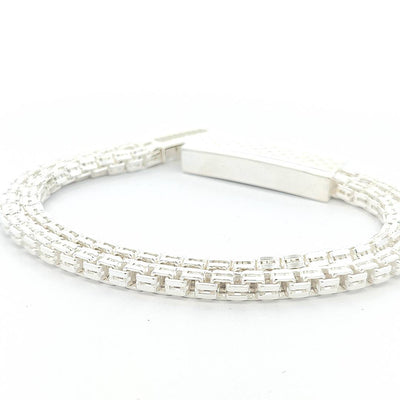 Sterling Silver Double Box link bracelet 10mm - boothandbooth