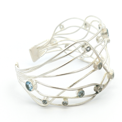 Sterling Silver Blue Topaz Cuff - Giselle - boothandbooth