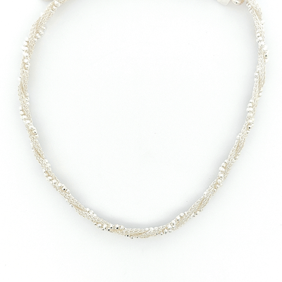 Sterling Silver Mesh and Ball Chain Necklace - boothandbooth