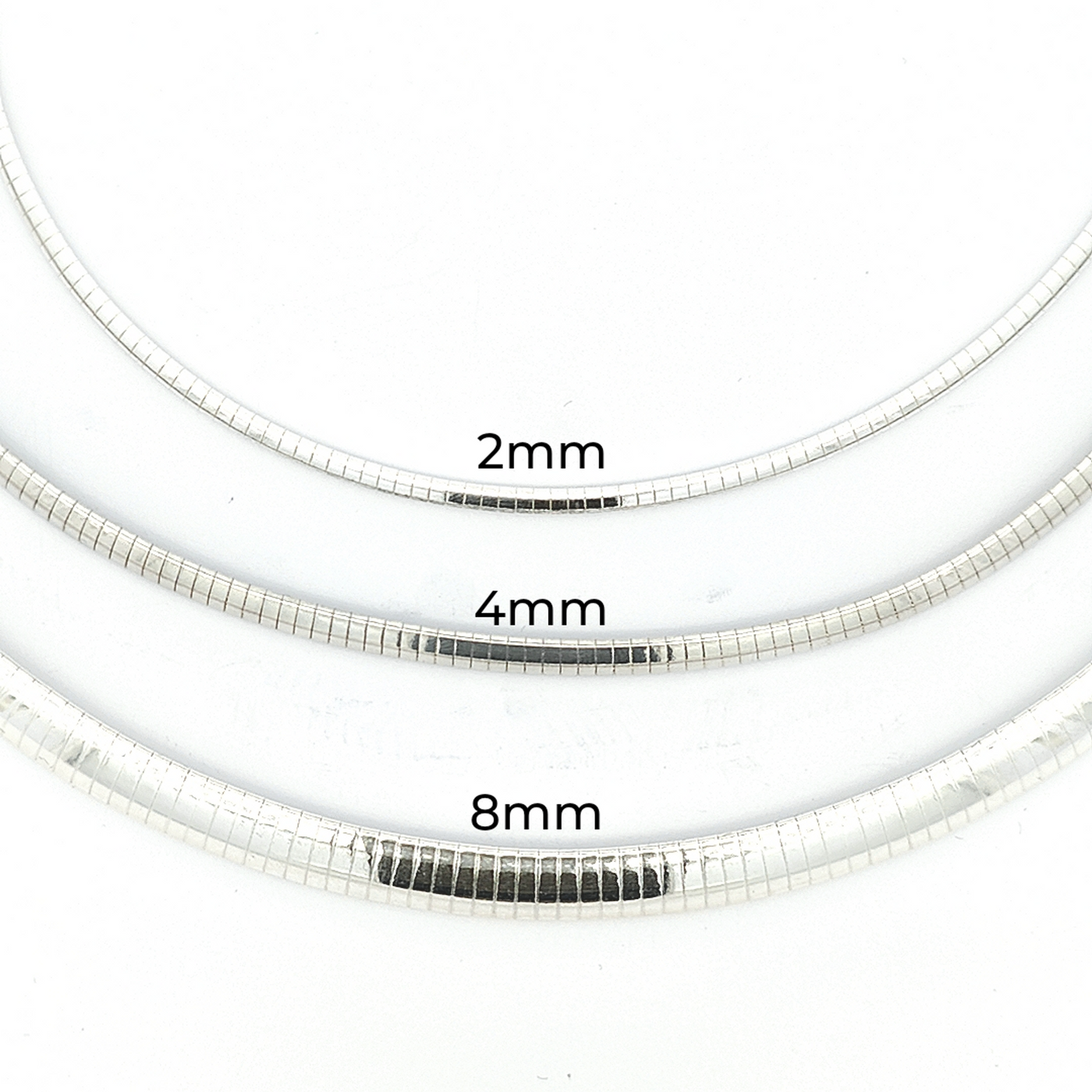 Sterling Silver Omega Chain, Width 8mm - boothandbooth
