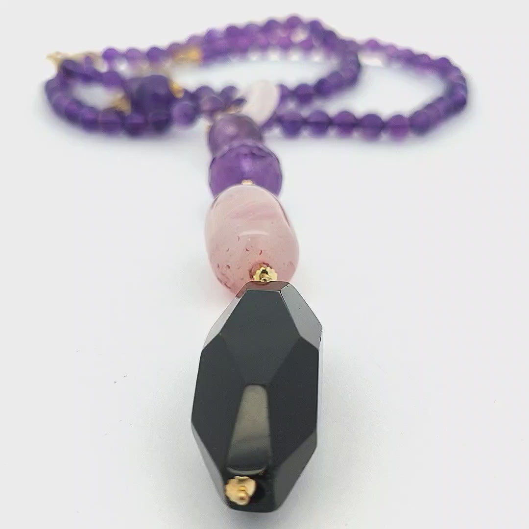 Amethyst and Agate Necklace - Lara