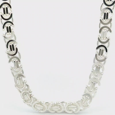 Flat Solid Silver Byzantine Chain, Width 10mm