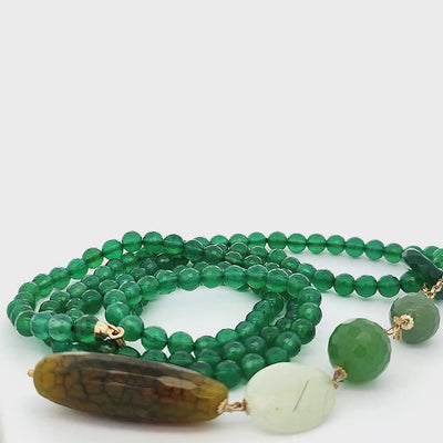 Green Agate, Aventurine and Prehenite Necklace - Zinnia