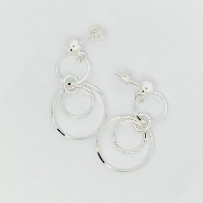 Sterling Silver Dangly Rings Earrings - Iria