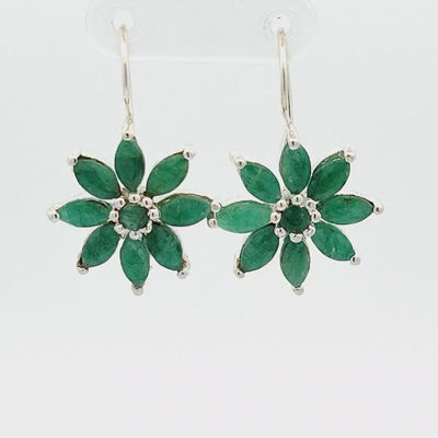 Emerald Flower Earrings - Lilly
