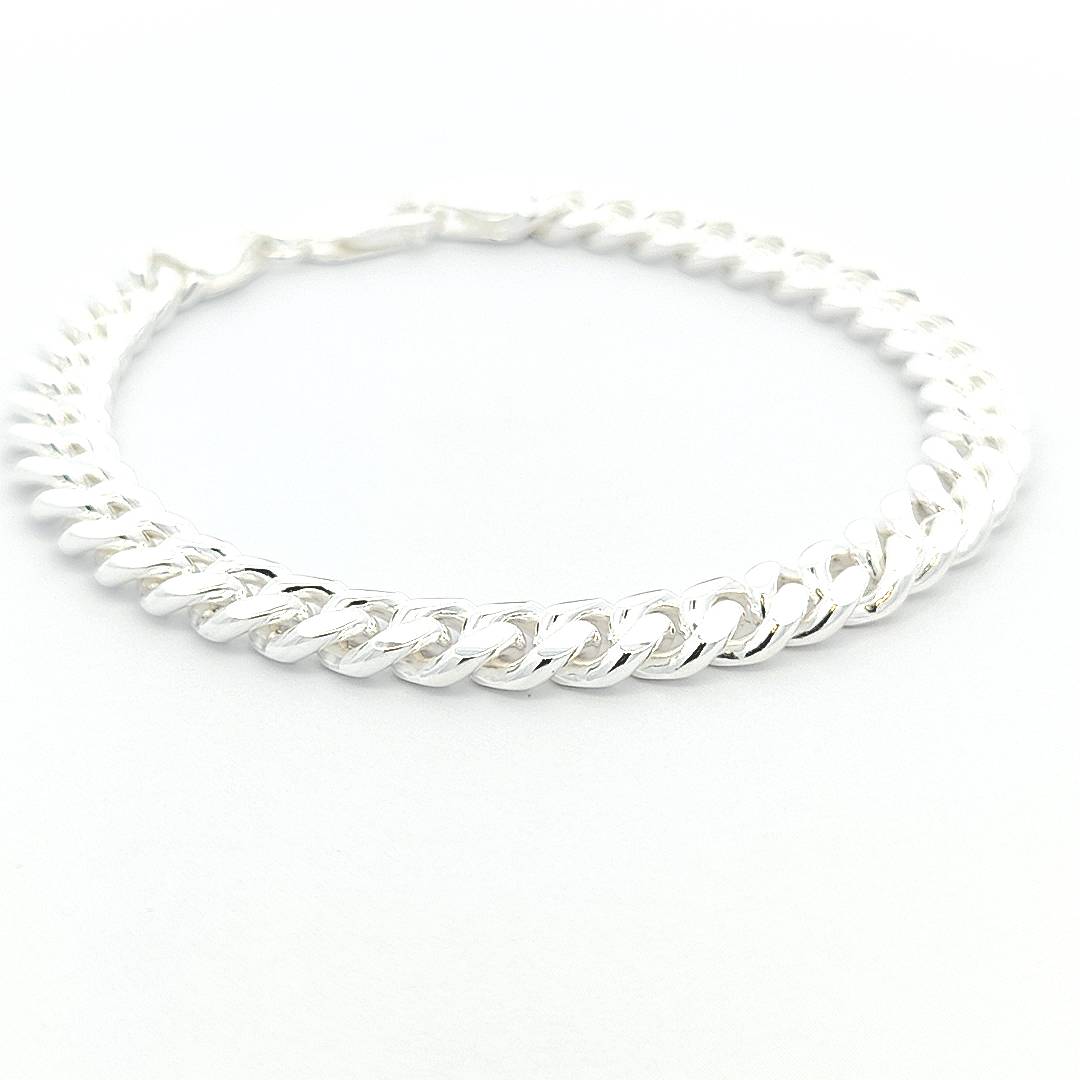 Sterling Silver Mens Curb Bracelet 7MM - boothandbooth