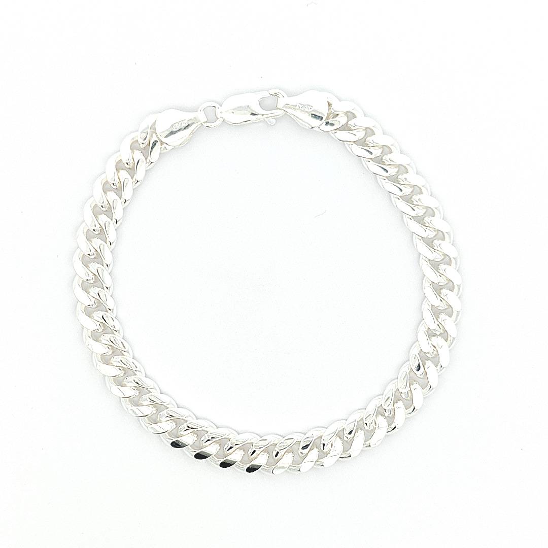 Sterling Silver Mens Curb Bracelet 7MM - boothandbooth