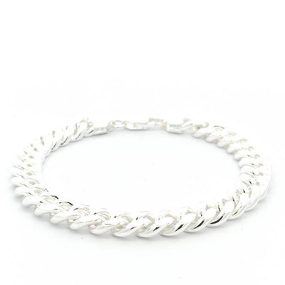 Sterling Silver Mens Curb Bracelet 9MM - boothandbooth