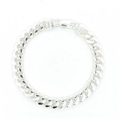 Sterling Silver Mens Curb Bracelet 9MM - boothandbooth