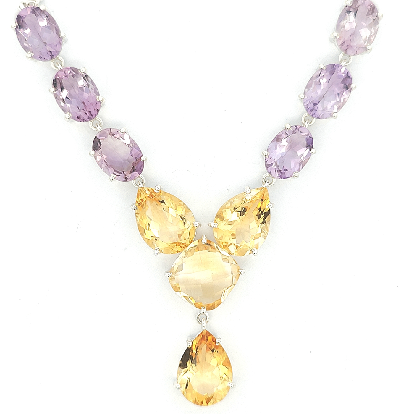 Citrine and Amethyst Necklace - Lettie - boothandbooth