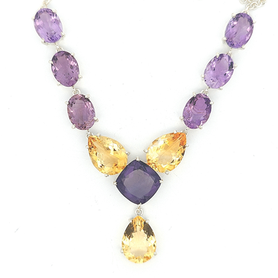 Amethyst and Citrine Necklace - Ruth - boothandbooth