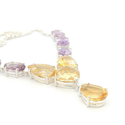 Citrine and Amethyst Necklace - Lettie - boothandbooth