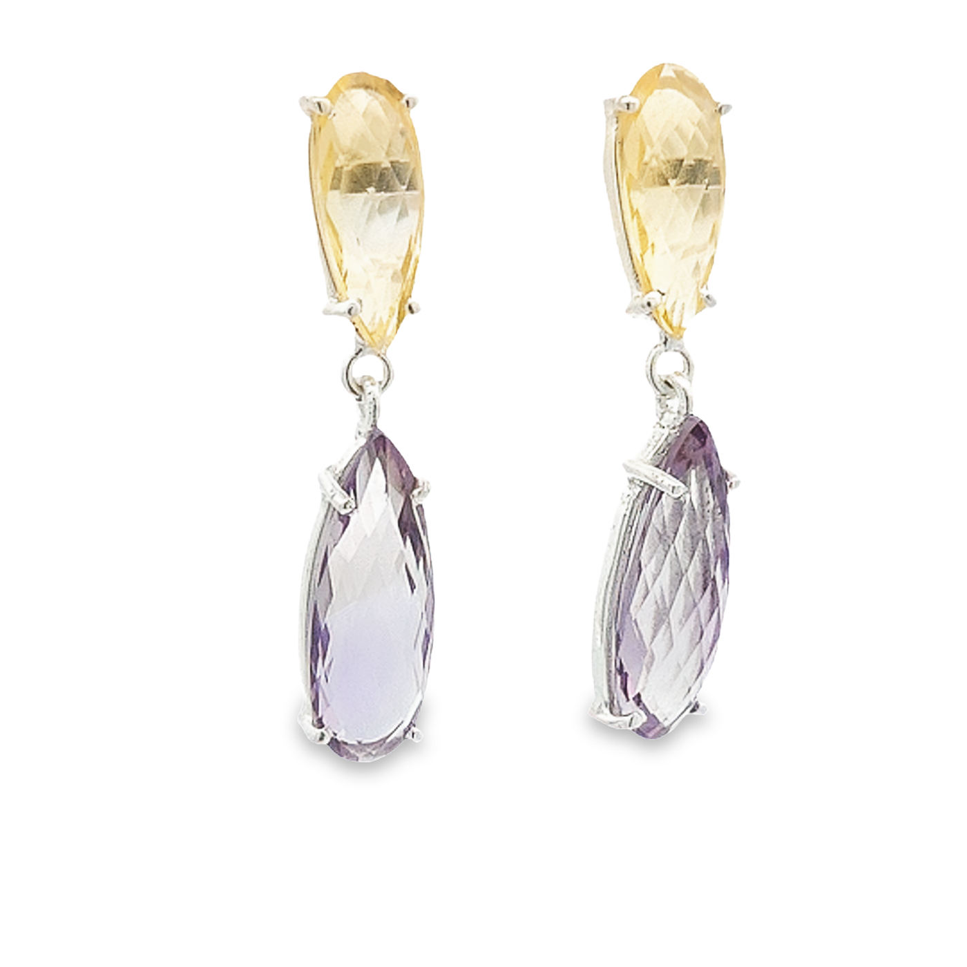 Citrine & Amethyst Drop Earrings - Jenna - boothandbooth