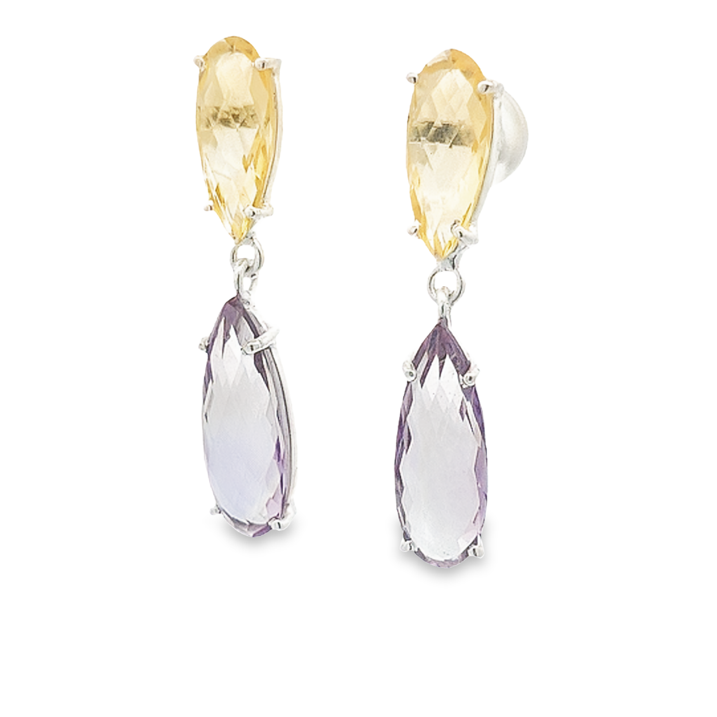 Citrine & Amethyst Drop Earrings - Jenna - boothandbooth