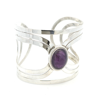 Sterling Silver Amethyst Cuff - Alexandra - boothandbooth