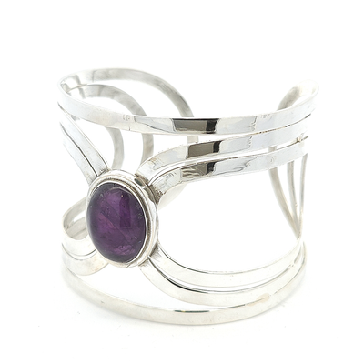 Sterling Silver Amethyst Cuff - Alexandra - boothandbooth