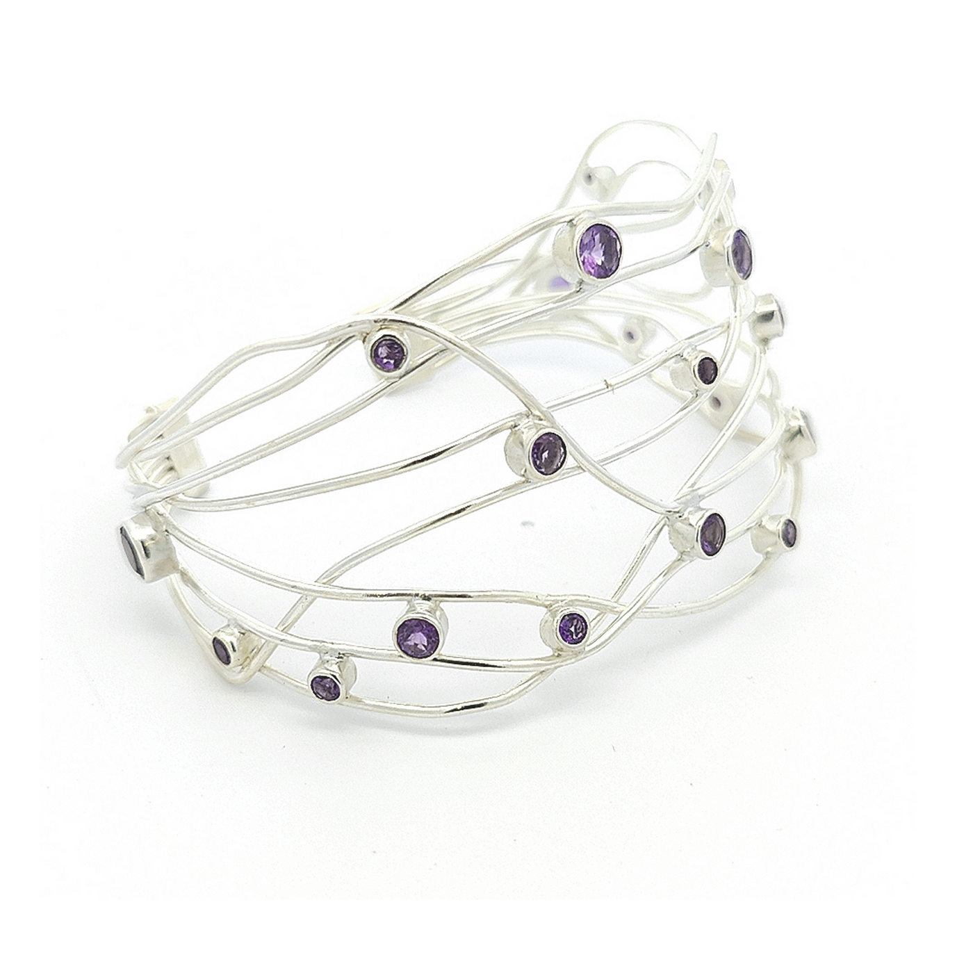 Sterling Silver Amethyst Cuff - Giselle - boothandbooth