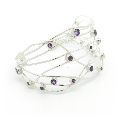Sterling Silver Amethyst Cuff - Giselle - boothandbooth