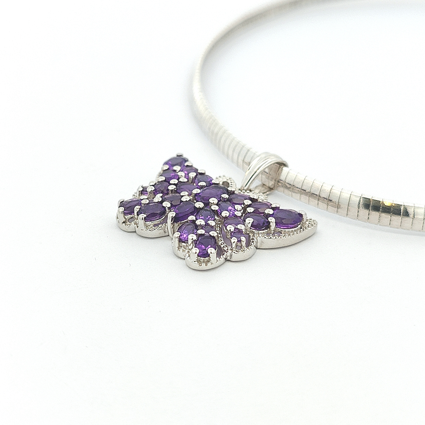 Amethyst Butterfly Pendant - Papillon - boothandbooth