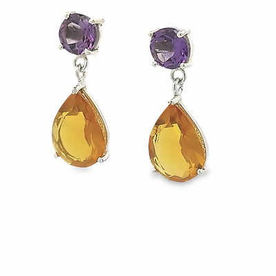 Citrine and Amethyst Earrings - Marie - boothandbooth