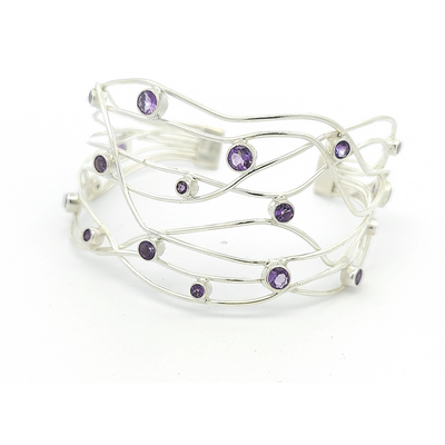 Sterling Silver Amethyst Cuff - Giselle - boothandbooth
