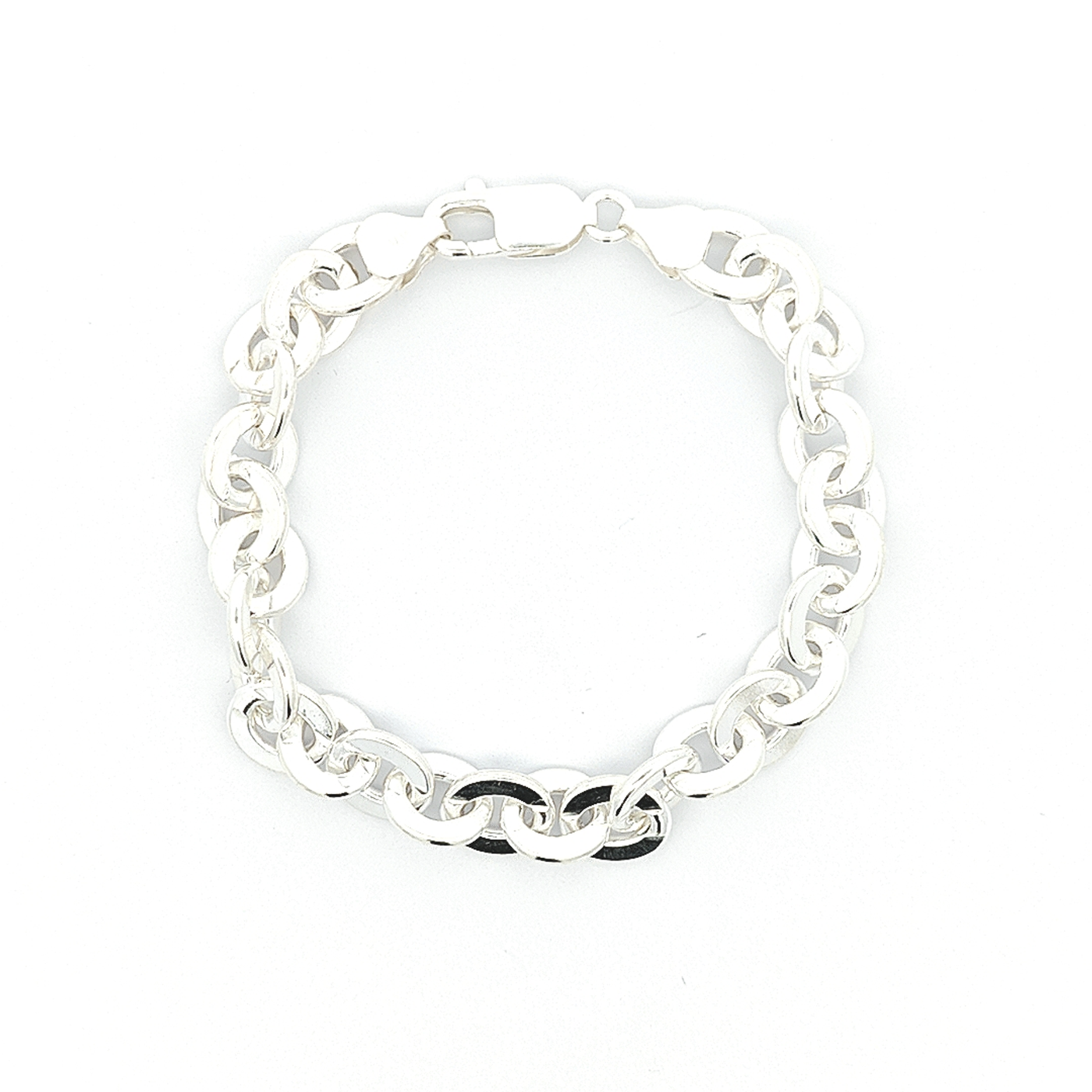Sterling Silver Anchor Bracelet - 9mm - boothandbooth