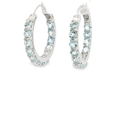 Aquamarine Hoop Earrings - Madeleine - boothandbooth