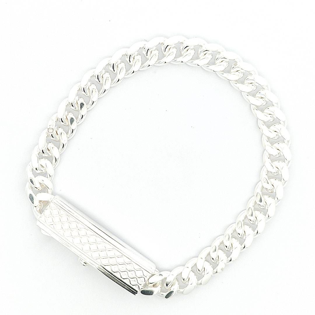 Sterling Silver Curb Bracelet 9mm - boothandbooth