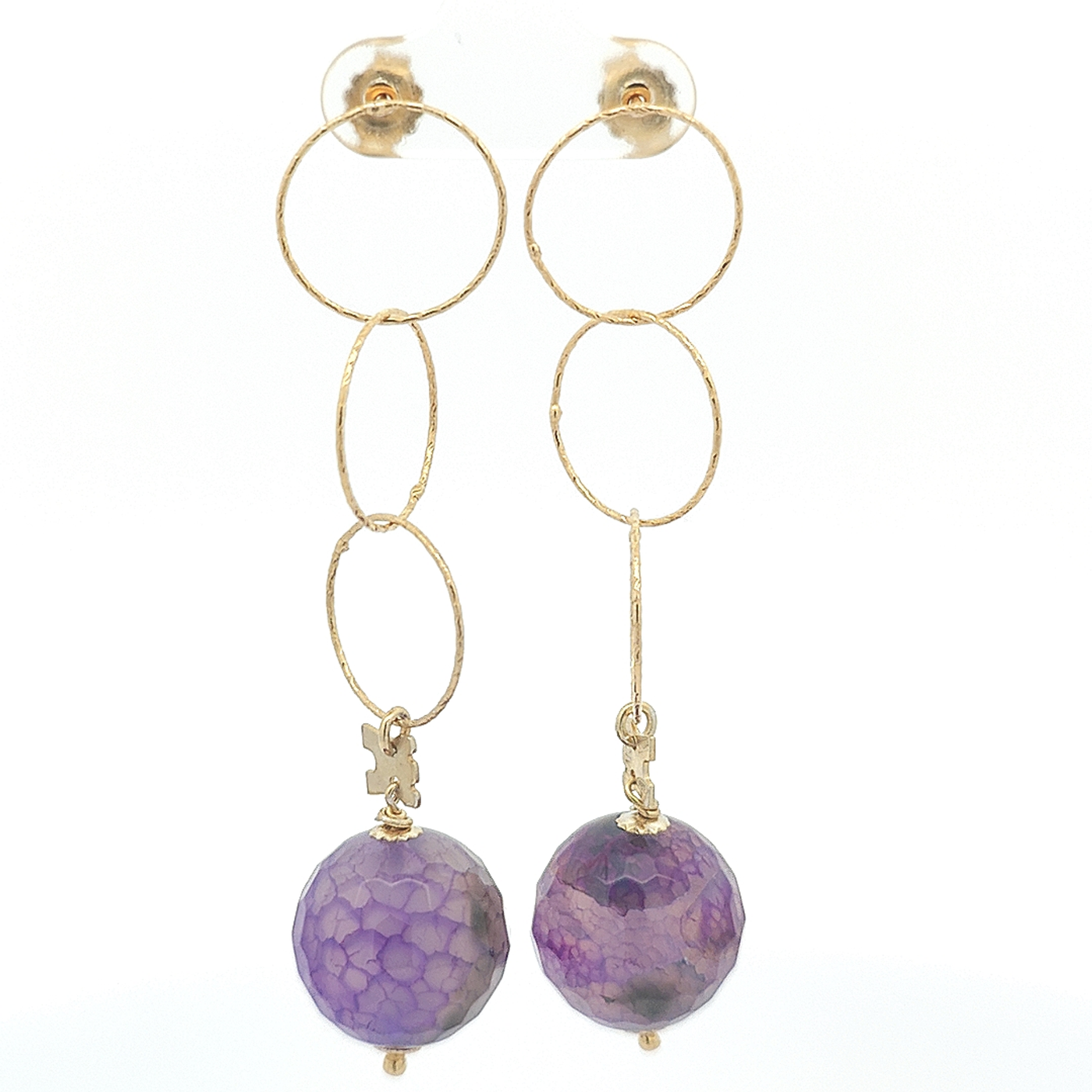 Black and Violet Agate Earrings - April - boothandbooth