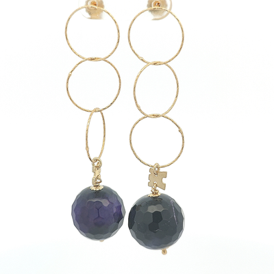 Black and Purple Agate Earrings - April - boothandbooth