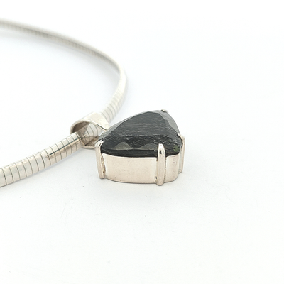 Faceted Black Rutilated Quartz Pendant - Saskia - boothandbooth