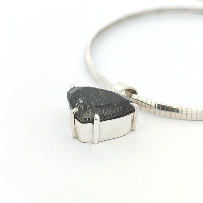 Faceted Black Rutilated Quartz Pendant - Saskia - boothandbooth