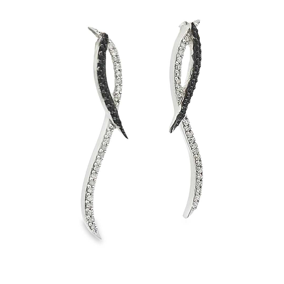 Black Spinel and Diamond Earrings - Magdalena - boothandbooth