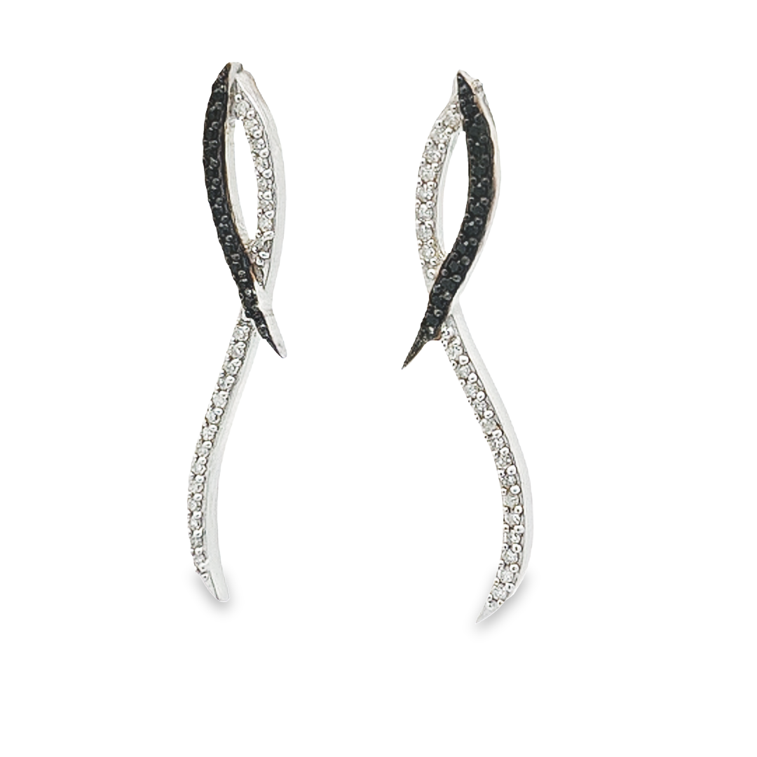 Black Spinel and Diamond Earrings - Magdalena - boothandbooth