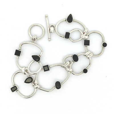 Black Onyx and Sterling Silver Bracelet - Mariella - boothandbooth