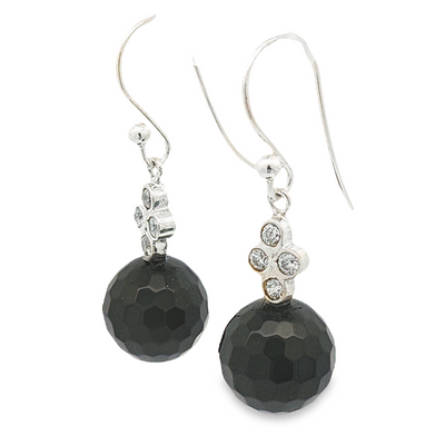 Black Onyx Bead Earrings - Clara - boothandbooth