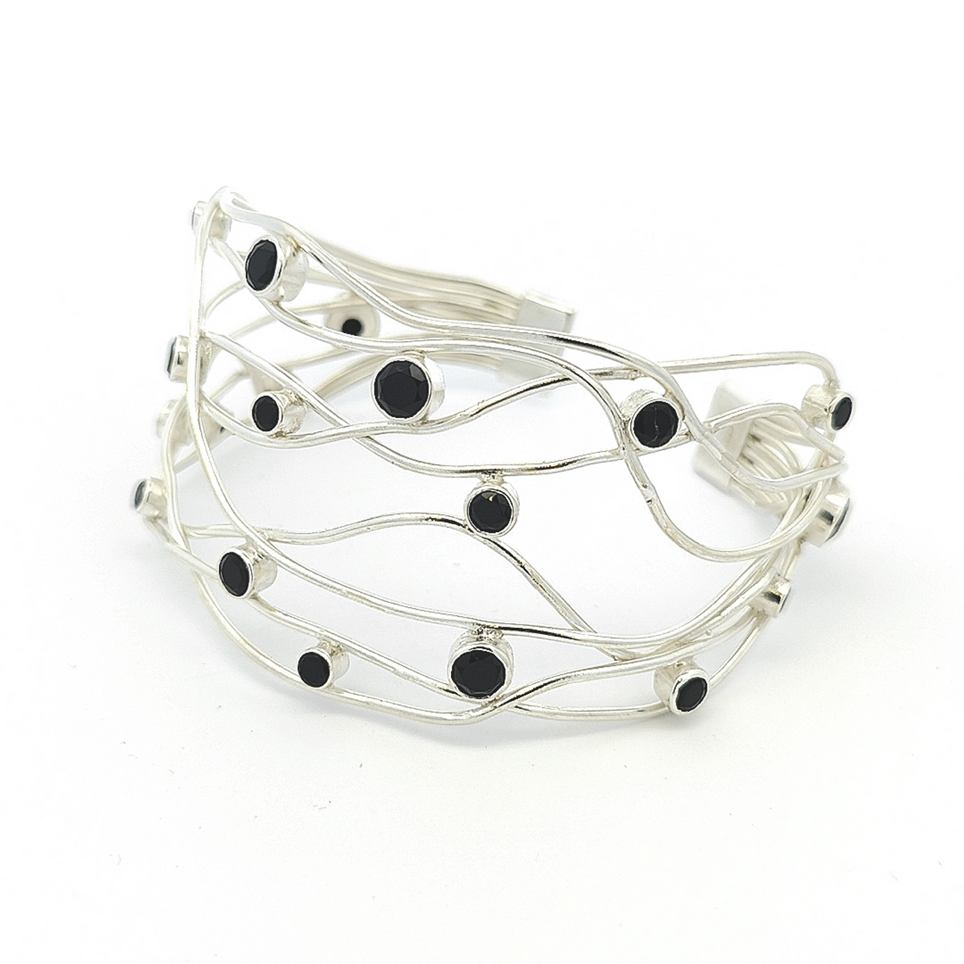 Sterling Silver Black Onyx Cuff - Giselle - boothandbooth