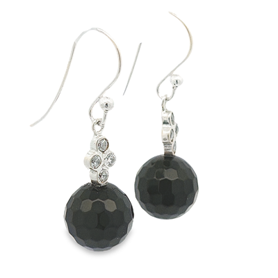 Black Onyx Bead Earrings - Clara - boothandbooth