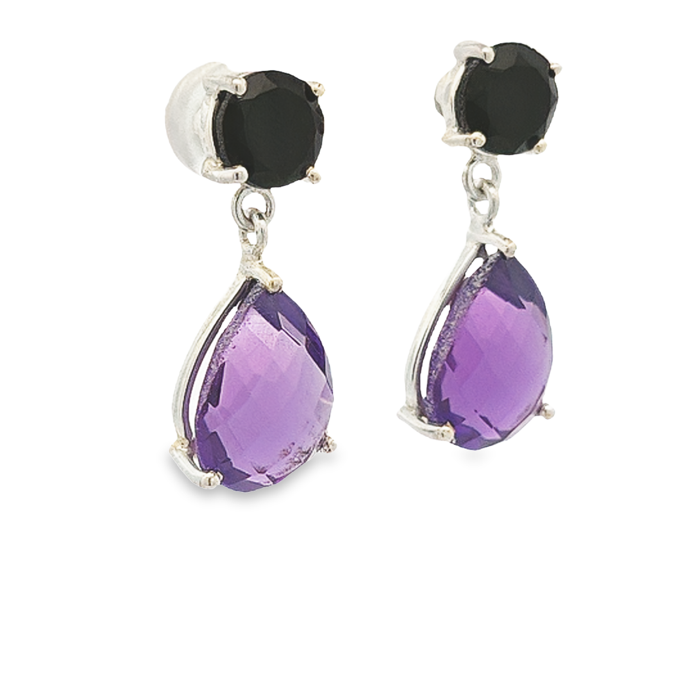 Amethyst and Black Onyx Earrings - Marie - boothandbooth