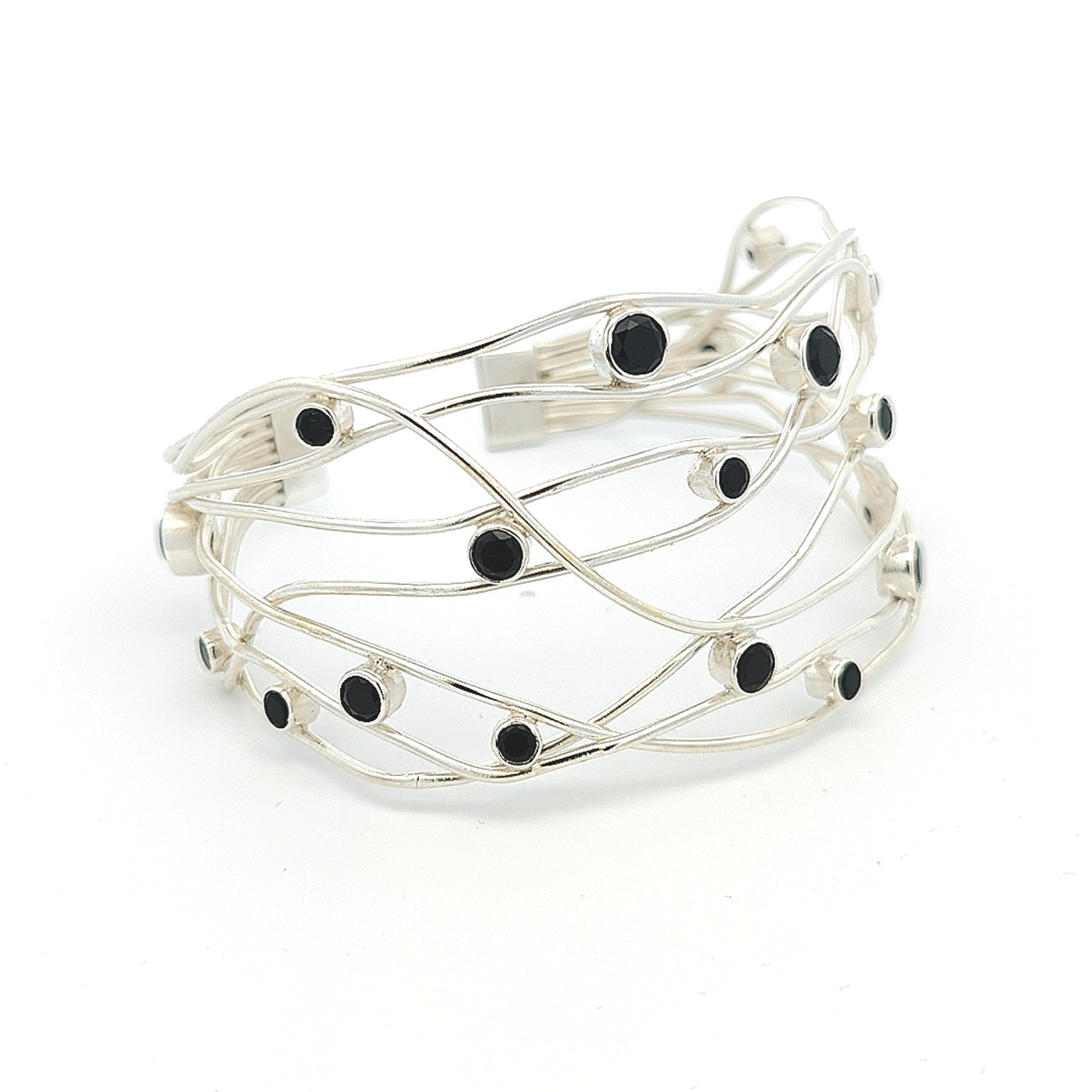 Sterling Silver Black Onyx Cuff - Giselle - boothandbooth