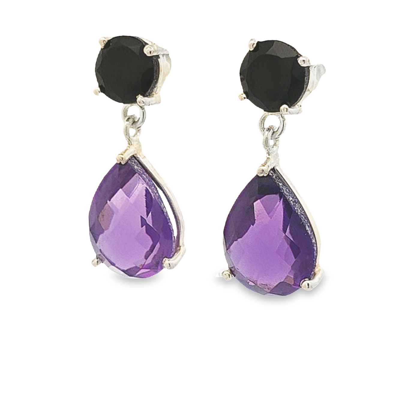 Amethyst and Black Onyx Earrings - Marie - boothandbooth