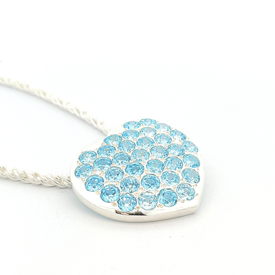 Swiss Blue Topaz Heart Pendant - Gemma - boothandbooth