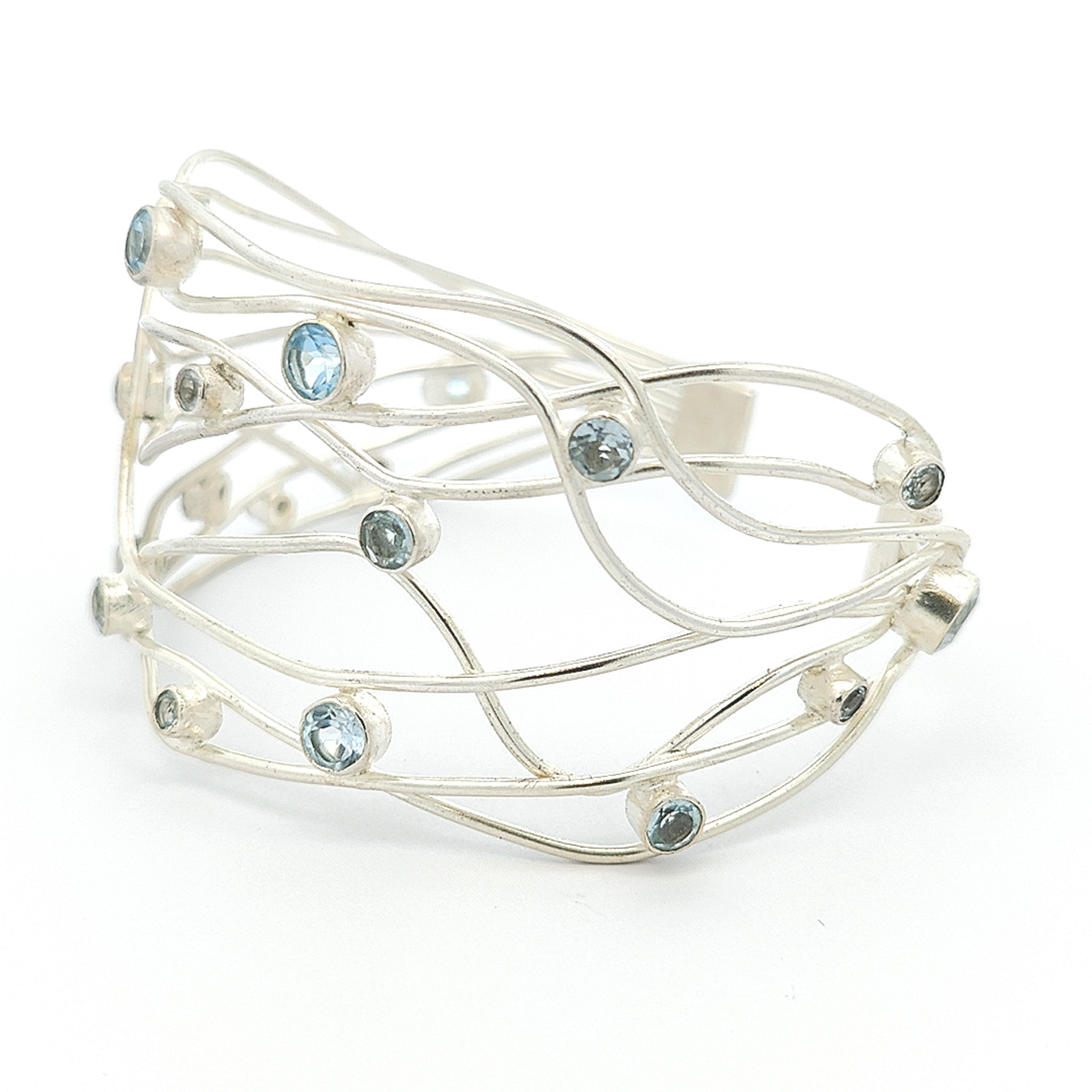 Sterling Silver Blue Topaz Cuff - Giselle - boothandbooth