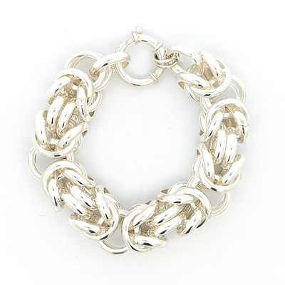 Chunky Sterling Silver Byzantine Bracelet - boothandbooth