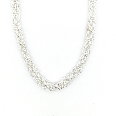 Sterling Silver Byzantine Chain, Width 7.5mm - boothandbooth