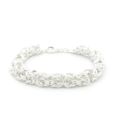 Solid Sterling Silver Byzantine Bracelet - boothandbooth