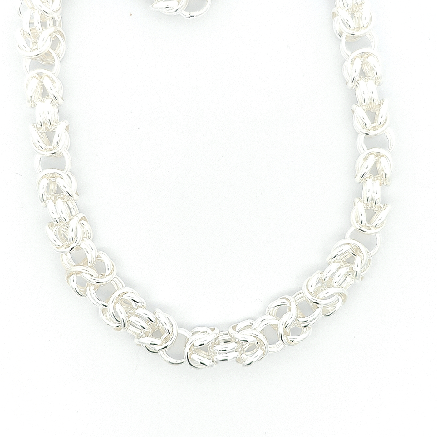 Sterling Silver Byzantine Necklace, Width 10mm - boothandbooth