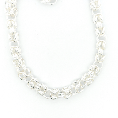 Sterling Silver Byzantine Necklace, Width 10mm - boothandbooth