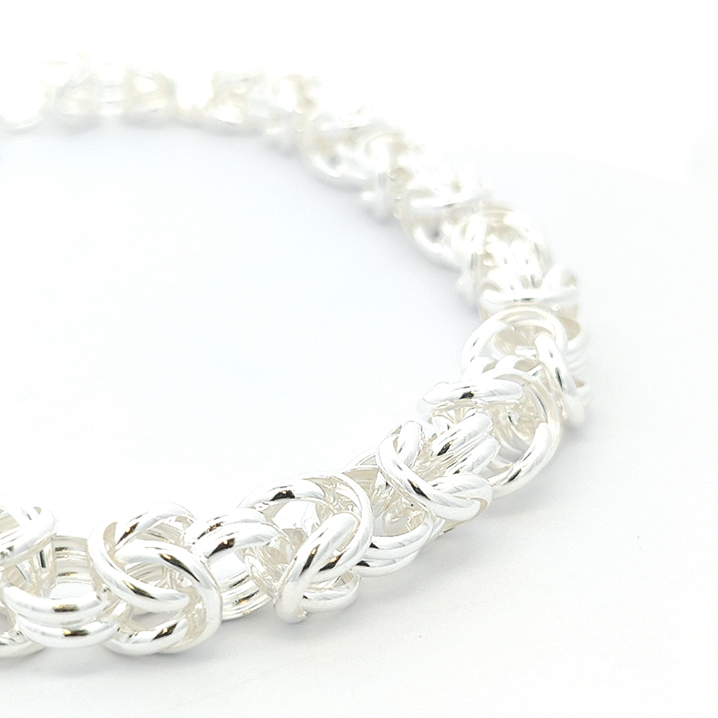 Sterling Silver Byzantine Necklace, Width 10mm - boothandbooth