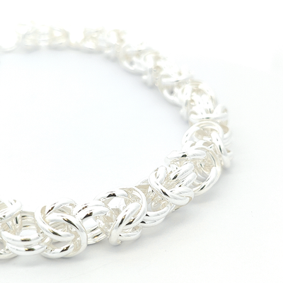 Sterling Silver Byzantine Necklace, Width 10mm - boothandbooth
